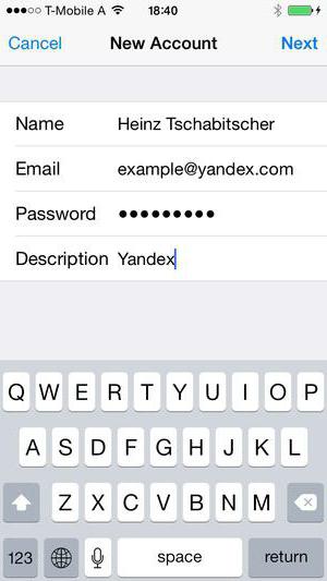 Sette opp Yandex-post på iPhone 6